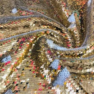 Tela Sublimacion Lentejuelas Dorada 130CM*5M Rollo.
