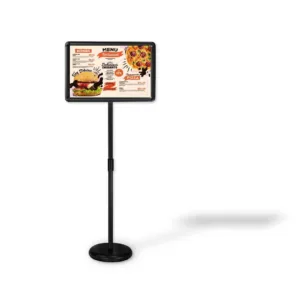 EXHIBIDOR PORTA MENU NEGRO CON BASE, A4